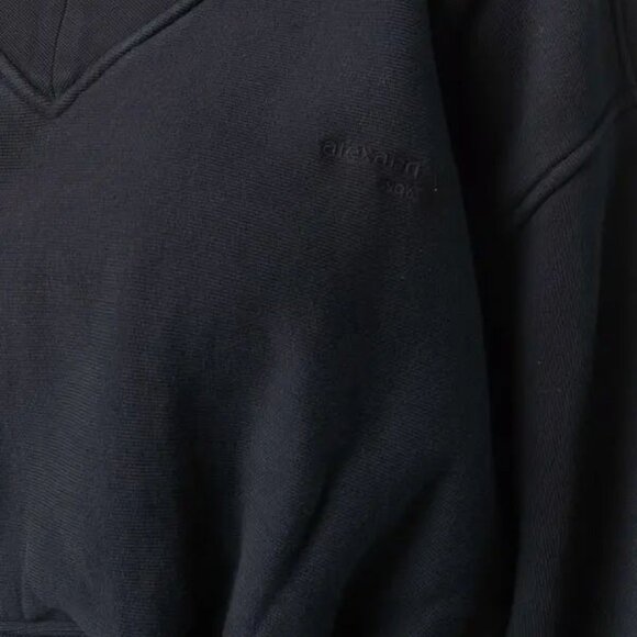 Alexander Wang Black Cropped V-Neck Balloon Sleeve Sweatshirt Size M - Picture 7 of 11